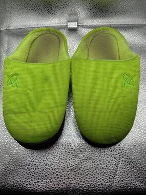 Kids Slip-On Indoor Slippers in Bright Lime Green